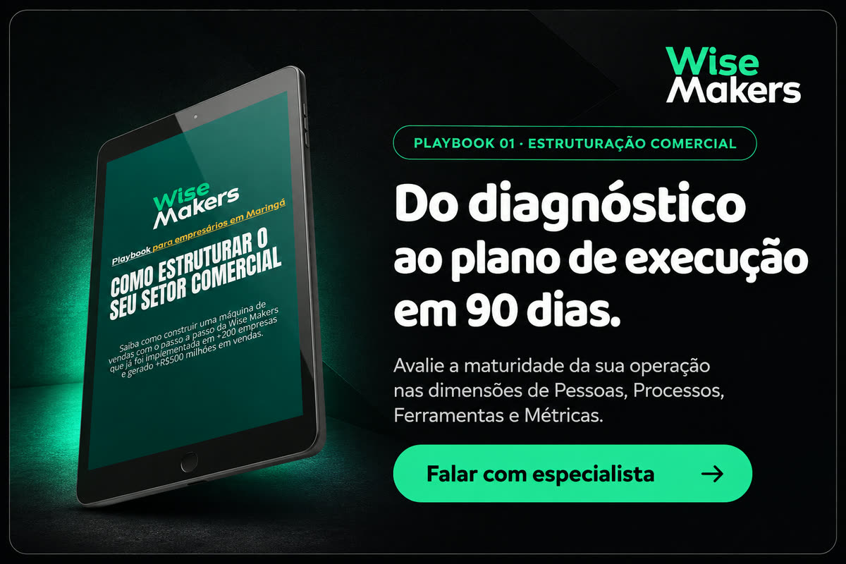 Playbook 01 · Estruturação Comercial. Do diagnóstico ao plano de execução em 90 dias. Falar com especialista.