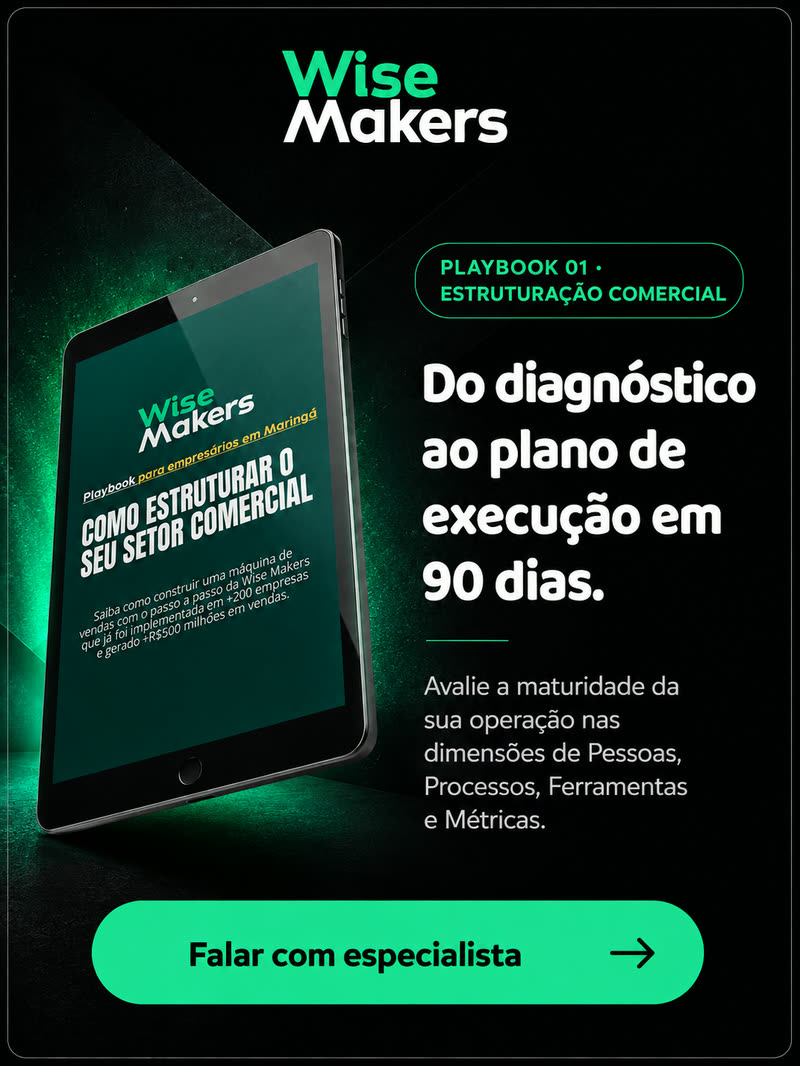 Playbook 01 · Estruturação Comercial. Do diagnóstico ao plano de execução em 90 dias. Falar com especialista.