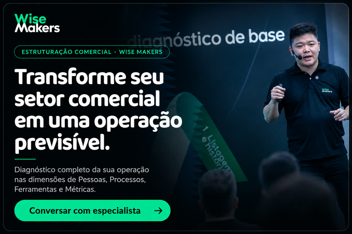 Estruturação Comercial · Wise Makers. Transforme seu setor comercial em uma operação previsível. Conversar com especialista.