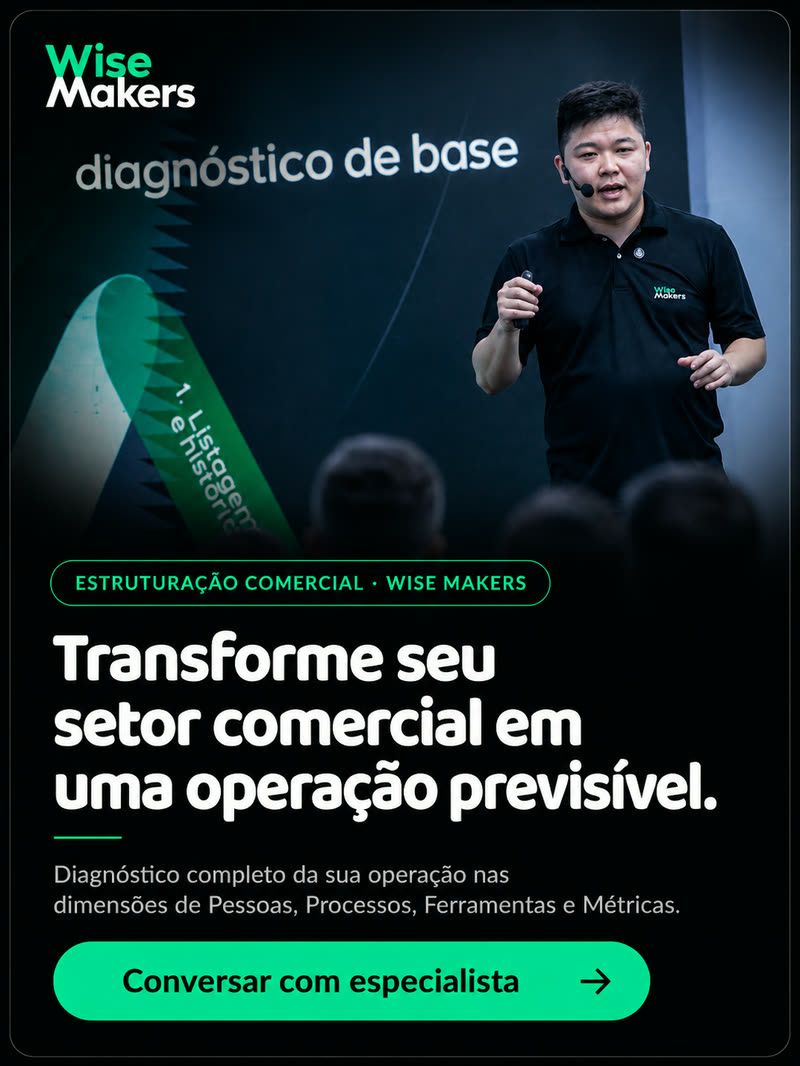 Estruturação Comercial · Wise Makers. Transforme seu setor comercial em uma operação previsível. Conversar com especialista.