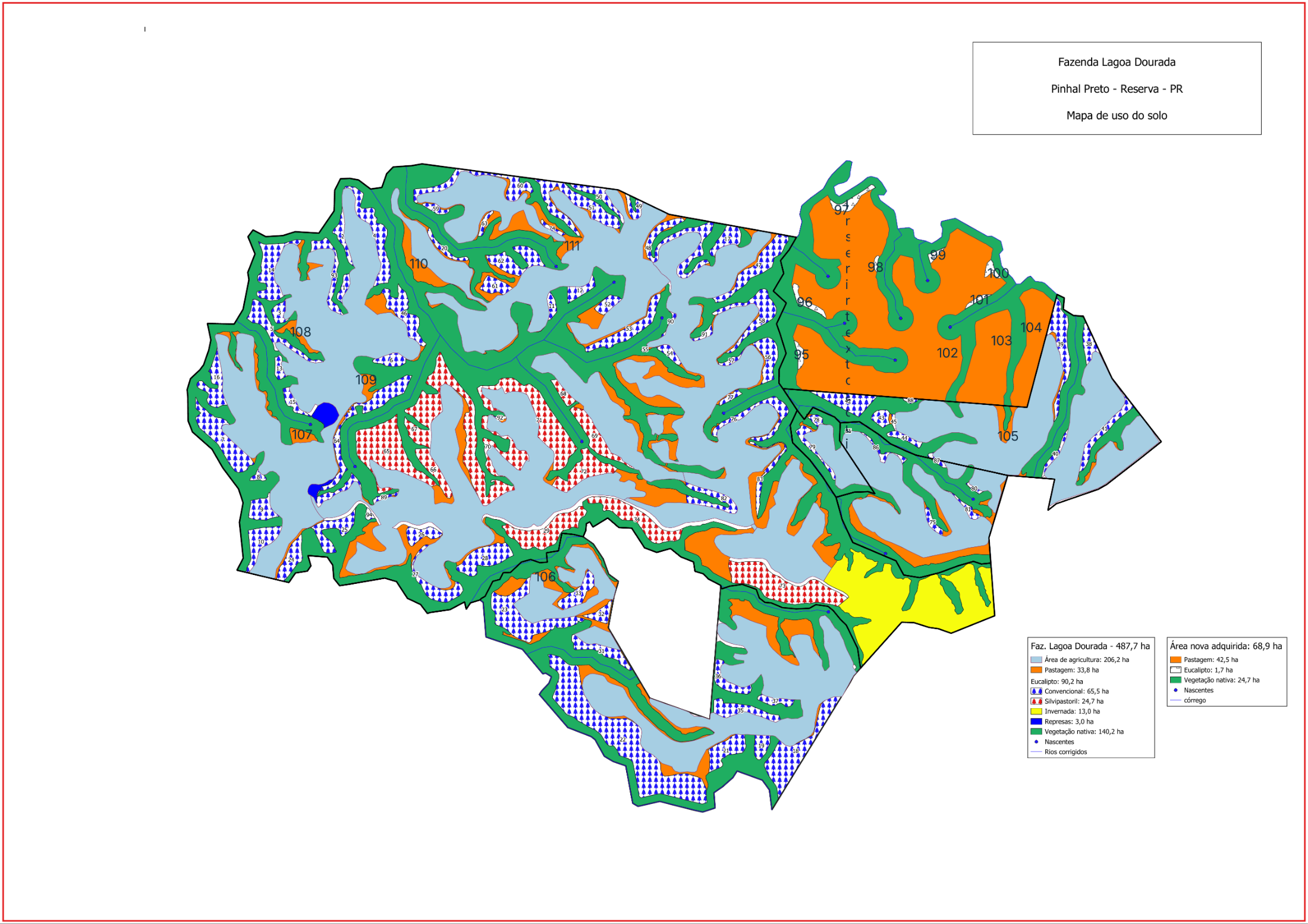 Mapa geral do uso do solo da Fazenda Lagoa Dourada